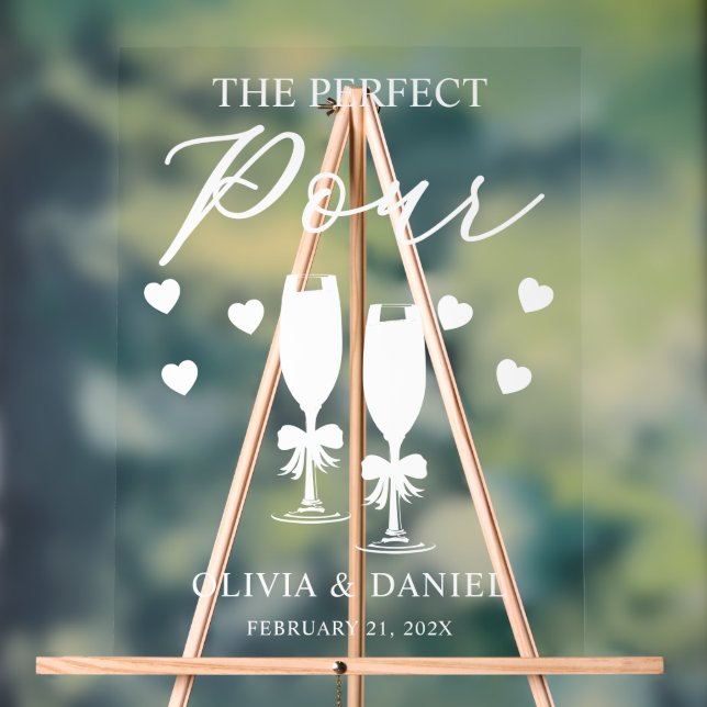The Perfect Pour Custom Wedding Acrylic Sign (Neutral)