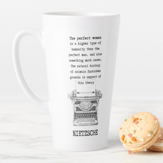 The PERFECT WOMAN typewriter quote Nietzsche Latte Mug (In Situ)