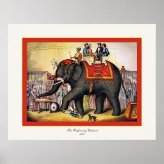 The Performing Elephant  ~ Vintage Circus Poster