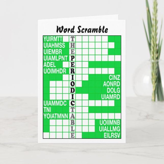The Periodic Table Word Scramble Card (Front)