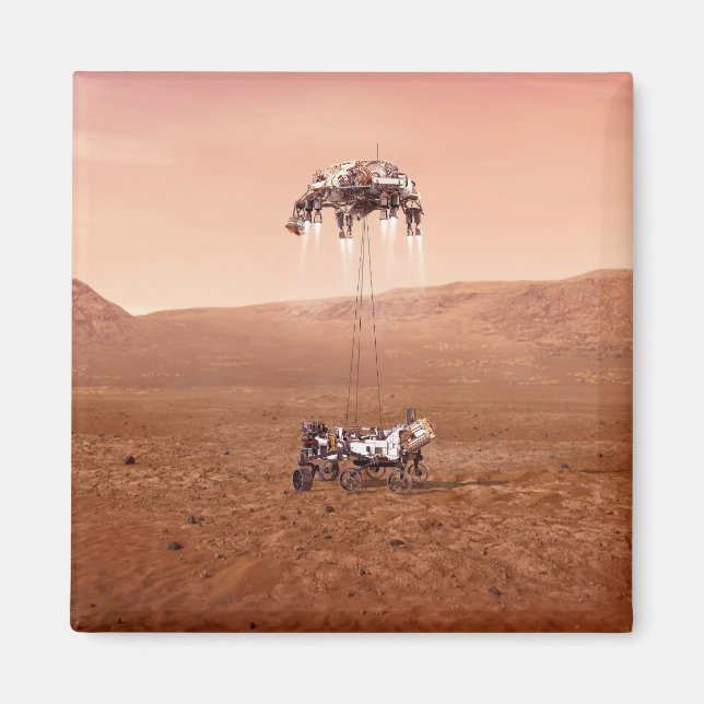 The Perseverance Rover Landing Safely On Mars. Magnet (Front)