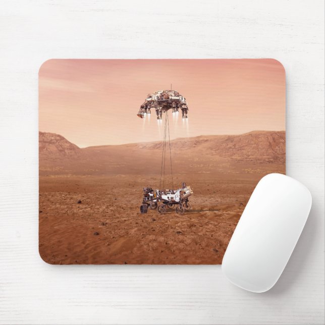 The Perseverance Rover Landing Safely On Mars. Mouse Mat (With Mouse)