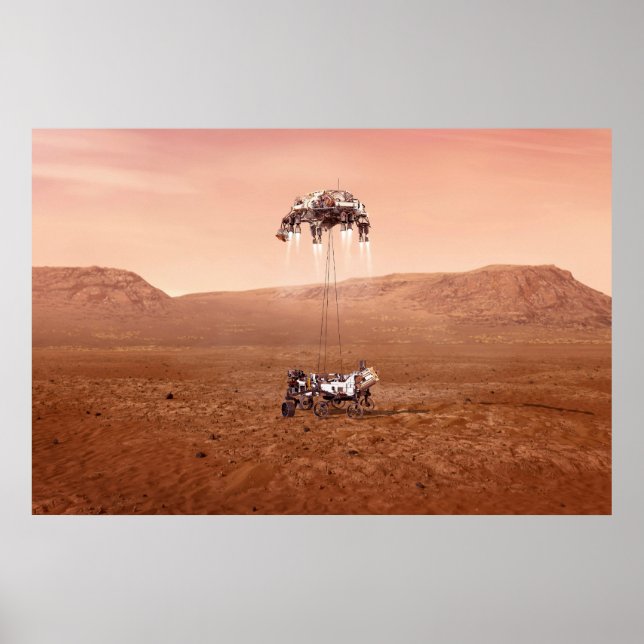 The Perseverance Rover Landing Safely On Mars. Poster (Front)