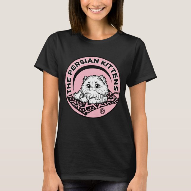 The Persian Kittens Logo T-Shirt / Pink Bkg (Front)