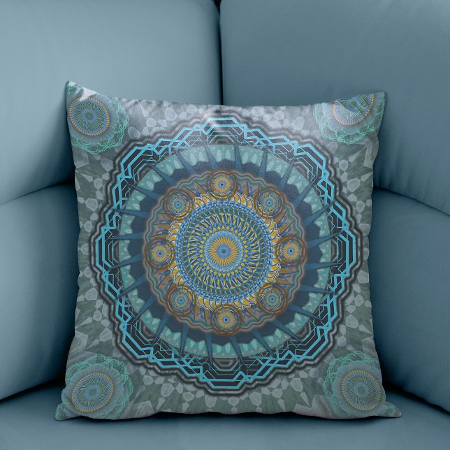 The Persian's gyrate psychedelic eyes' mandala  Cushion (Creator Uploaded)