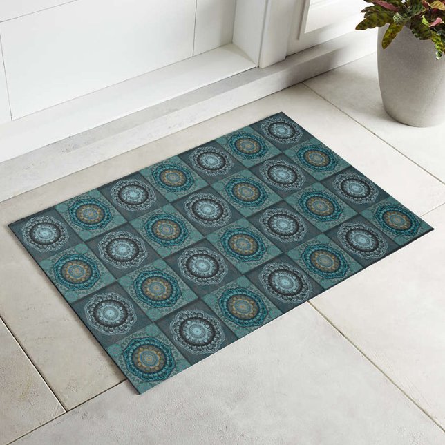The Persian's gyrate psychedelic eyes' mandala  Doormat (Creator Uploaded)