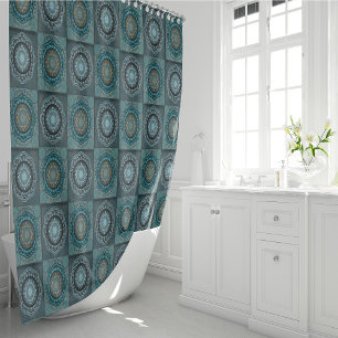 The Persian's gyrate psychedelic eyes' mandala Shower Curtain