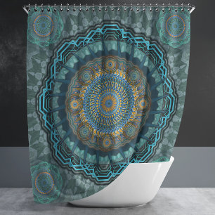 The Persian's gyrate psychedelic eyes' mandala Shower Curtain
