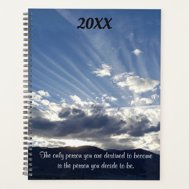  The Person You Decide to Be Striped Clouds Sunset Planner (Front)