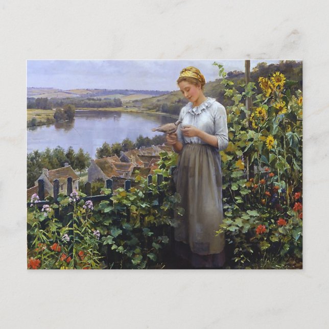 The Pet Dove Postcard - Daniel Ridgway Knight (Front)