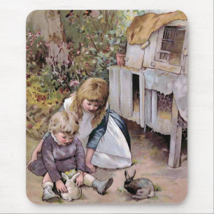 The Pet Rabbit Vintage Illustration Mouse Mat