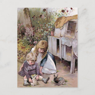 The Pet Rabbit Vintage Illustration Postcard