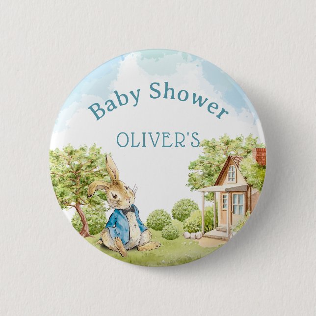 The Peter The Rabbit Boy Blue Baby Shower 6 Cm Round Badge (Front)