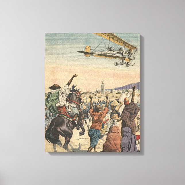 The 'Petit Journal' aeroplane flying over Canvas Print (Front)