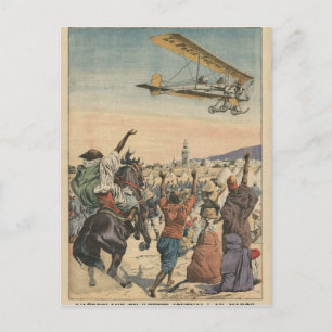 The 'Petit Journal' aeroplane flying over Postcard