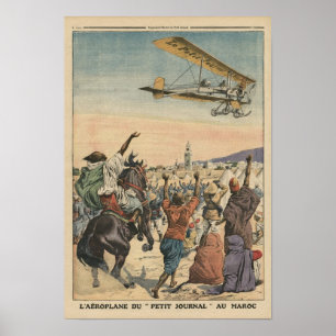 The 'Petit Journal' aeroplane flying over Poster