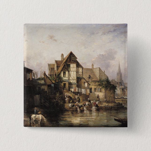 The Petits Murs Wash-House 15 Cm Square Badge (Front)
