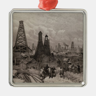 The Petroleum Oil Wells at Baku on the Caspian Metal Tree Decoration
