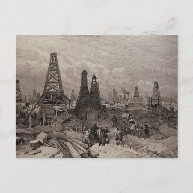 The Petroleum Oil Wells at Baku on the Caspian Postcard (Front)