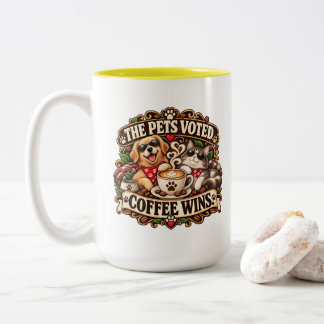 The Pets Voted Coffee Wins Pet Lover Two-Tone Coffee Mug