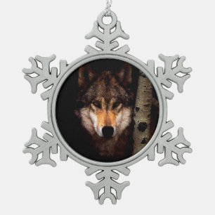 The Phantom Wolf Snowflake Pewter Christmas Ornament
