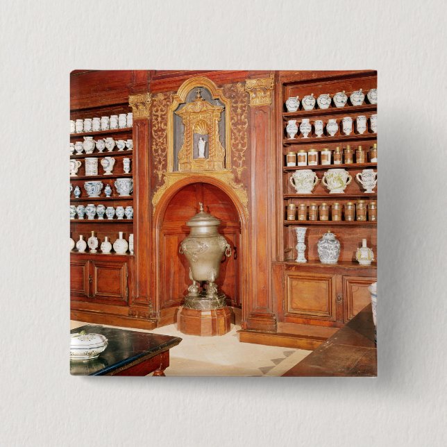 The pharmacy of the Saint-Jean Hospital 15 Cm Square Badge (Front)