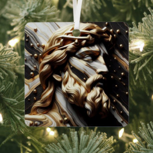 The Philosopher A Portrait of Wisdom and Strength Metal Tree Decoration