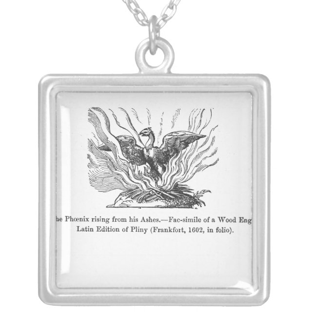 The Phoenix rising from his ashes Silver Plated Necklace (Front)