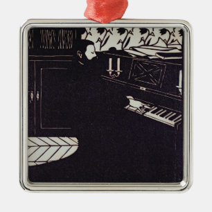 The Piano, 1914 (woodcut) Metal Tree Decoration