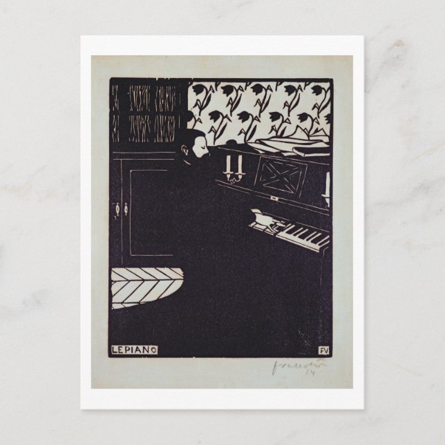 The Piano, 1914 (woodcut) Postcard (Front)