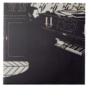 The Piano, 1914 (woodcut) Tile