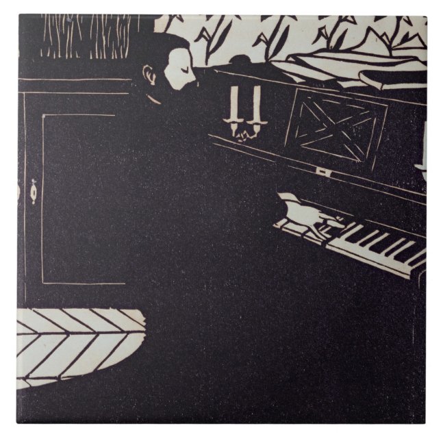 The Piano, 1914 (woodcut) Tile (Front)
