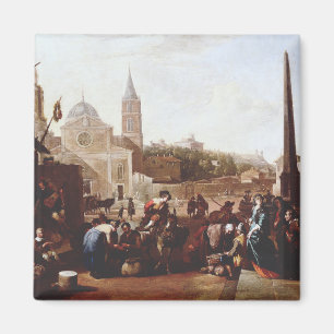 The Piazza del Popolo in Rome by Johannes Lingelba Magnet