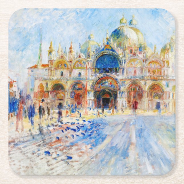 The Piazza San Marco, Renoir Square Paper Coaster (Front)