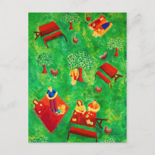 The Picnic Contemporary Art Acrylic Painting Postcard