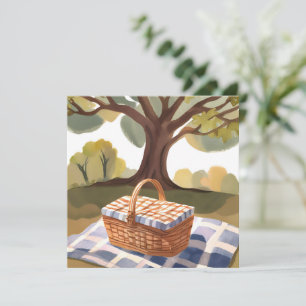 The Picnic   Wicker Basket Watercolor Card