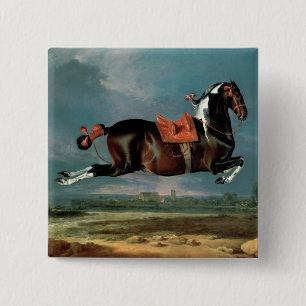 The piebald horse 'Cehero' rearing 15 Cm Square Badge