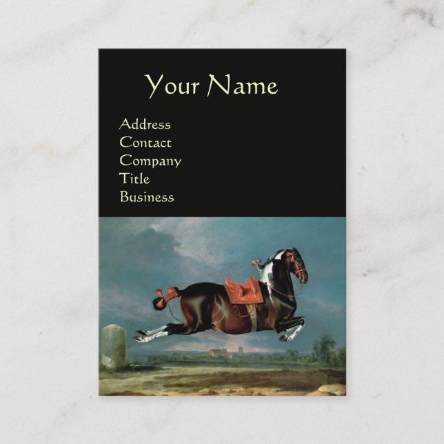 The Piebald Horse "Cehero' Rearing  ,black Business Card (Front)