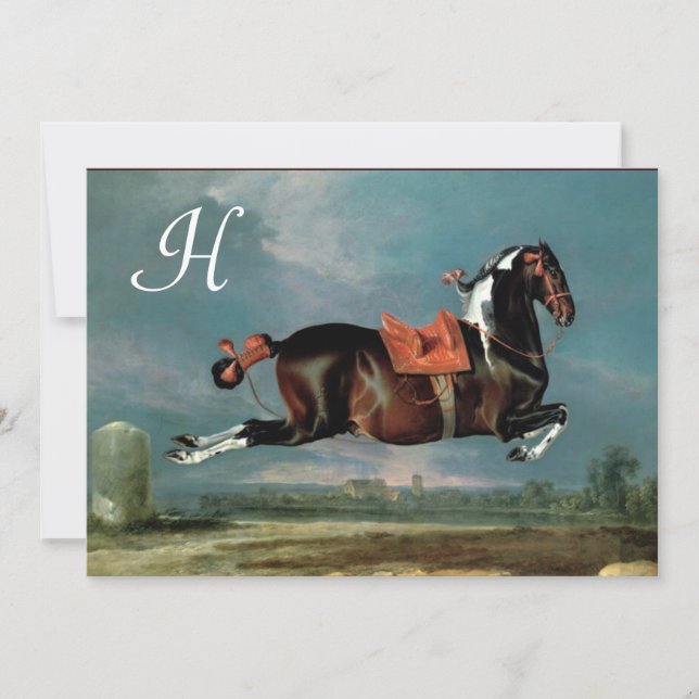 The Piebald Horse "Cehero' Rearing Monogram Invitation (Front)
