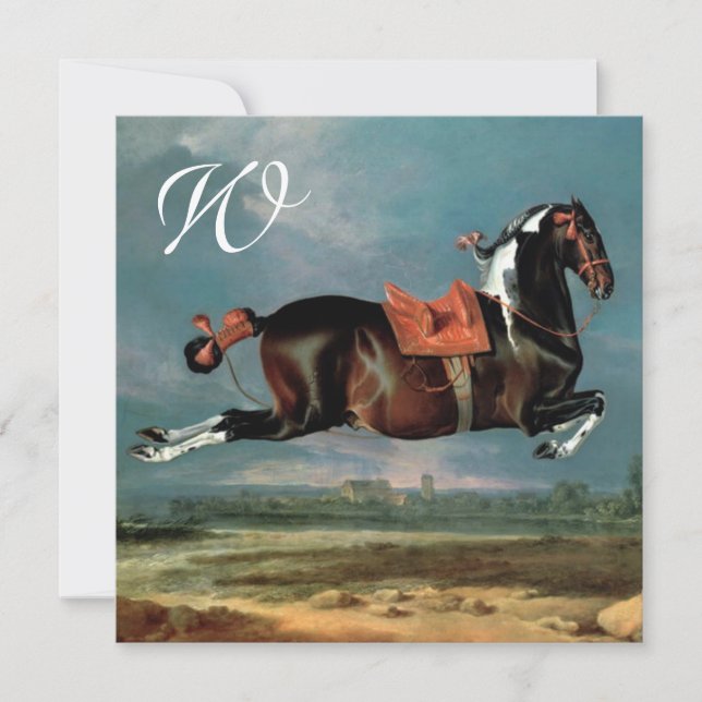 The Piebald Horse "Cehero' Rearing Monogram Invitation (Front)