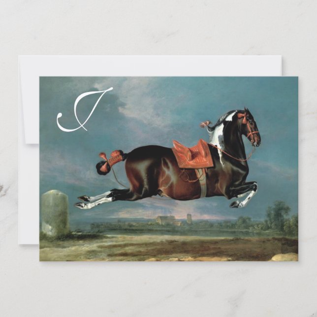 The Piebald Horse "Cehero' Rearing Monogram Invitation (Front)