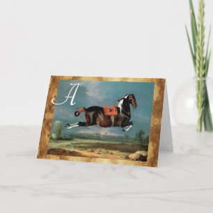 The Piebald Horse "Cehero' Rearing Monogram Note Card
