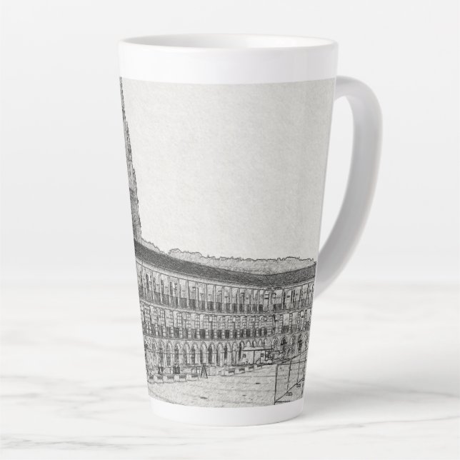 The Piece Hall, Halifax, Architectural Sketch Latte Mug (Right Angle)