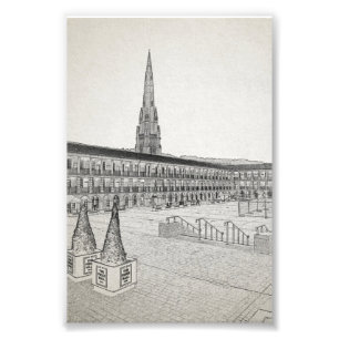 The Piece Hall, Halifax, Architectural Sketch Photo Print
