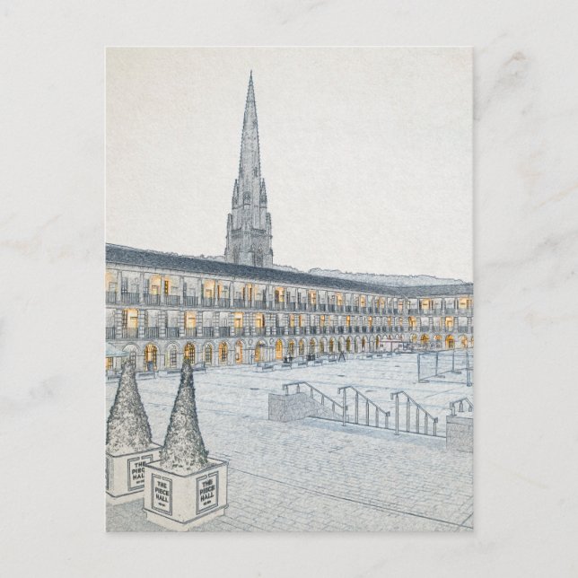 The Piece Hall, Halifax, Architectural Sketch Postcard (Front)