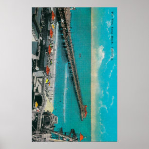 The Pier and Beach and Long Beach Poster