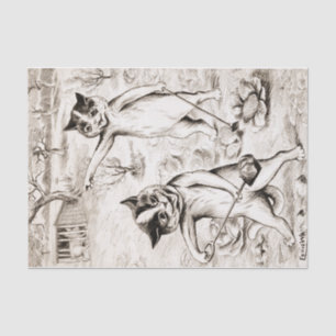 The Pig is in the Chicken Coop by Louis Wain Tissue Paper