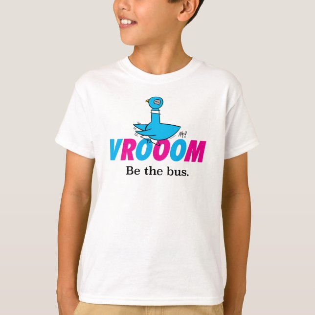 The Pigeon Vroom Kids White T-Shirt (Front)