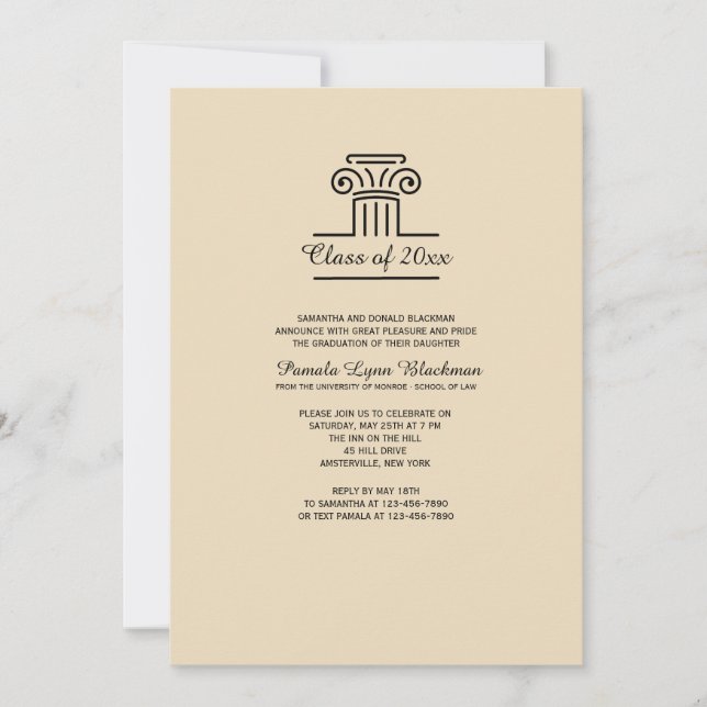 The Pillar (Tan) Invitation (Front)