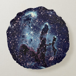 The Pillars of Creation Nebula Blue Slate Round Cushion
